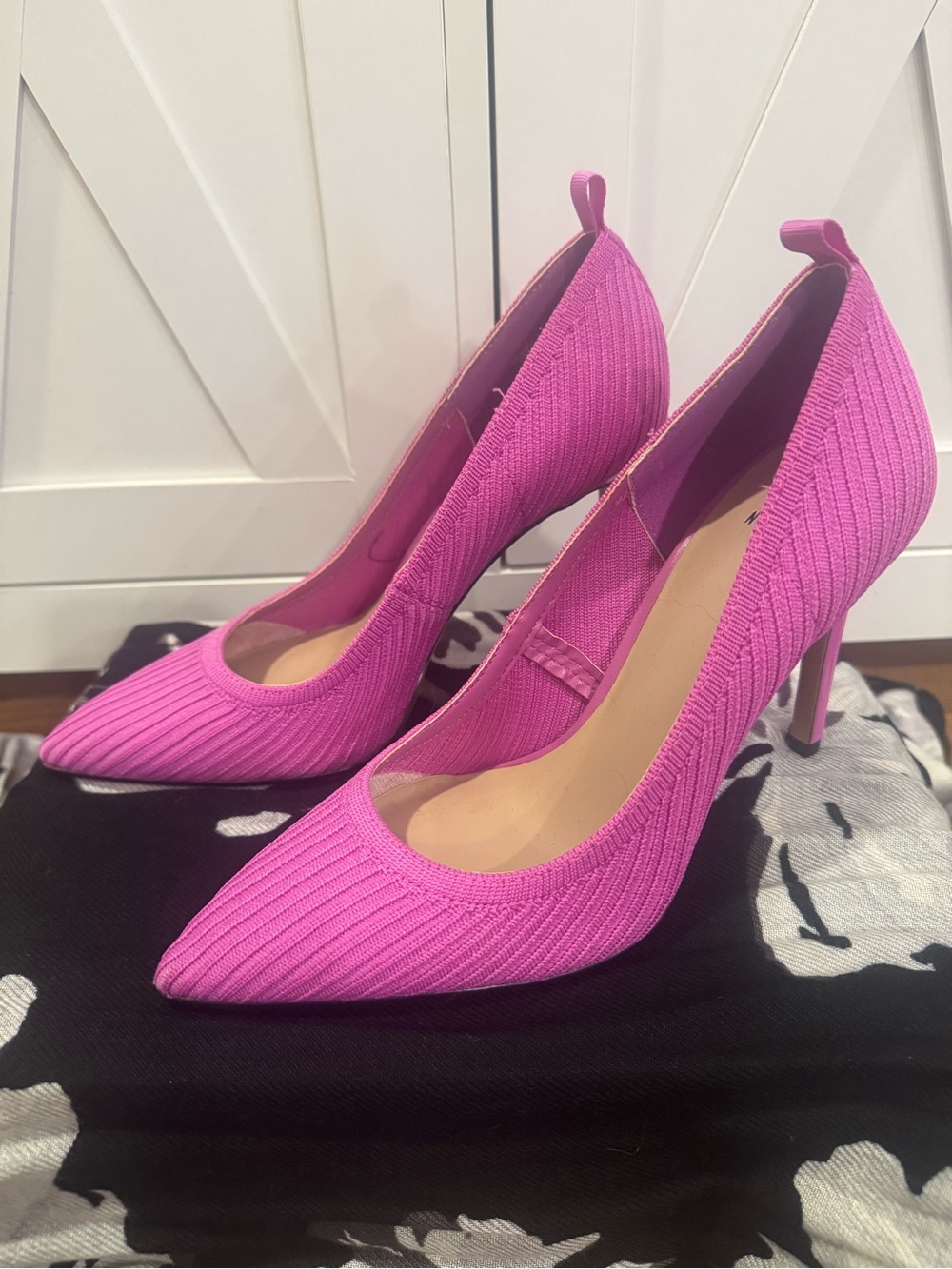 Mix No. 6 Hot Pink Knit Pointed-Toe Stiletto Pumps